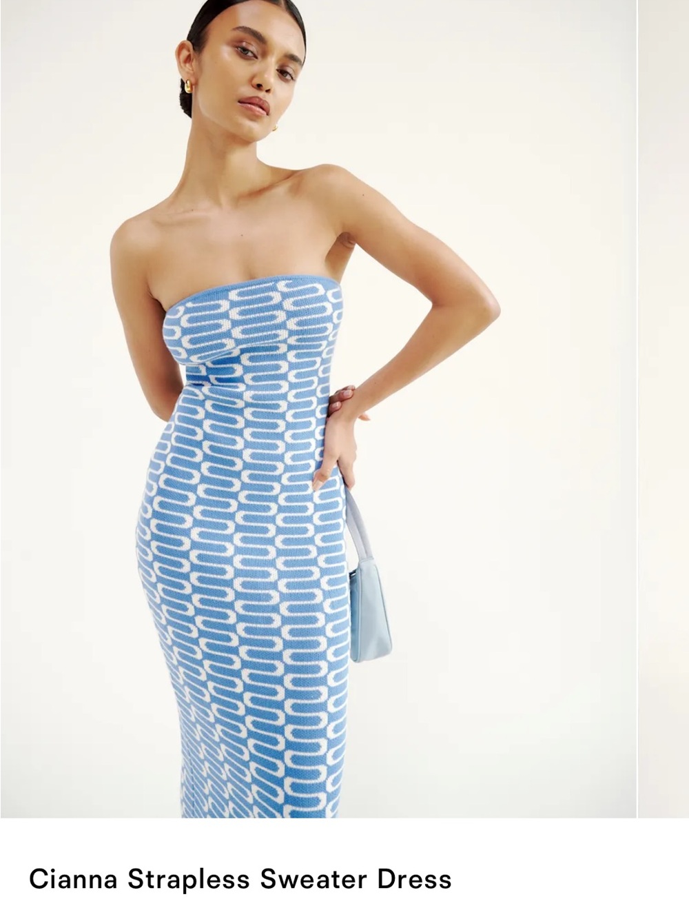 Reformation Cianna Strapless Sweater Dress Poolside - Size S NWOT